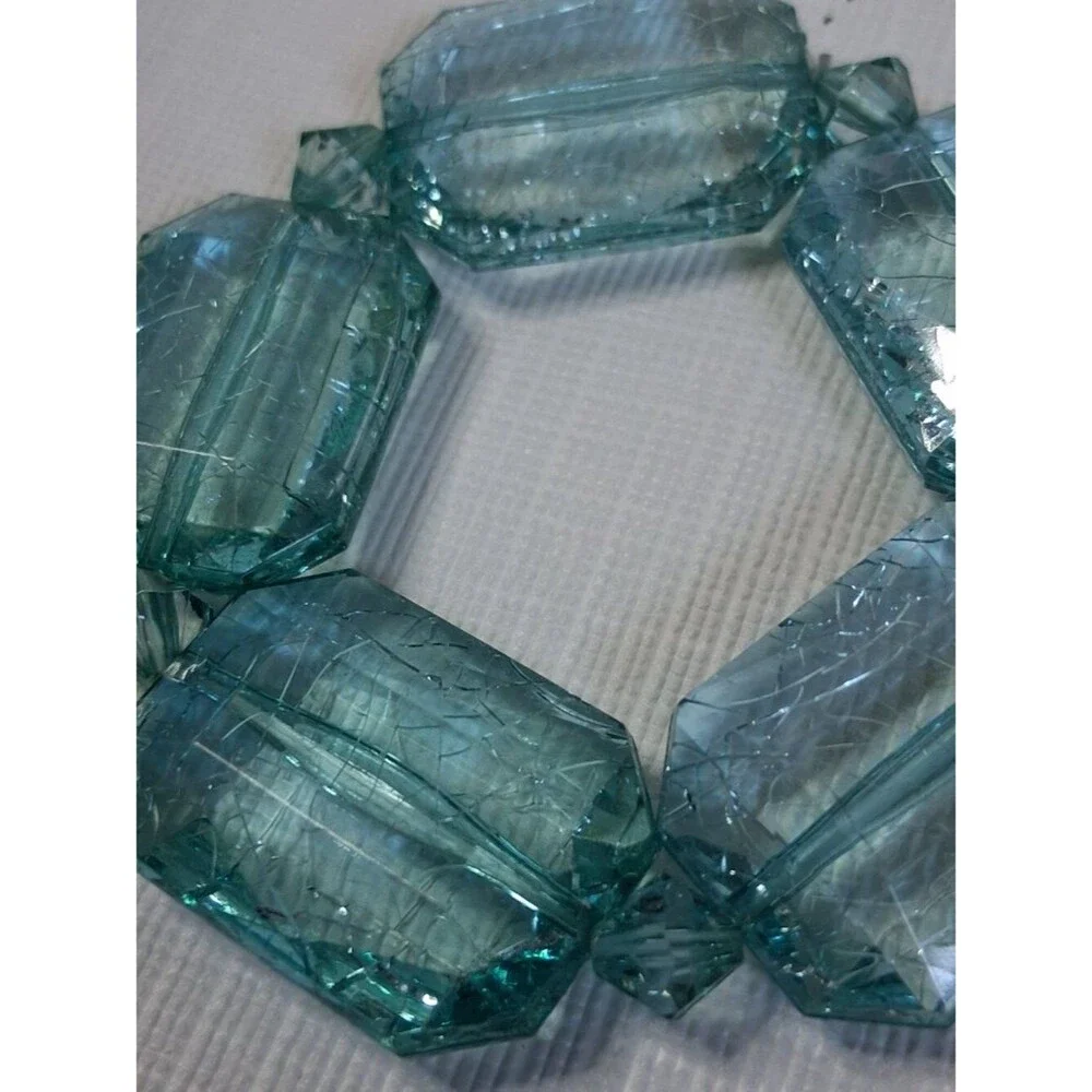 Bundle Set of 5 Turquoise Blue Assorted Beads Statement Stretch Style Bracelets